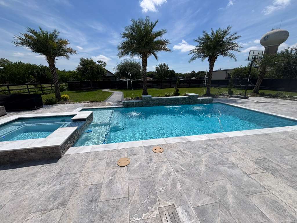 Palm-Lined Geometric Pool