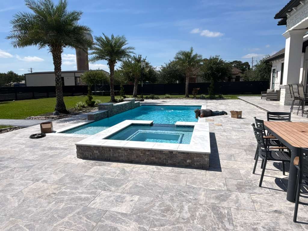 Square Pool with Raised Spa